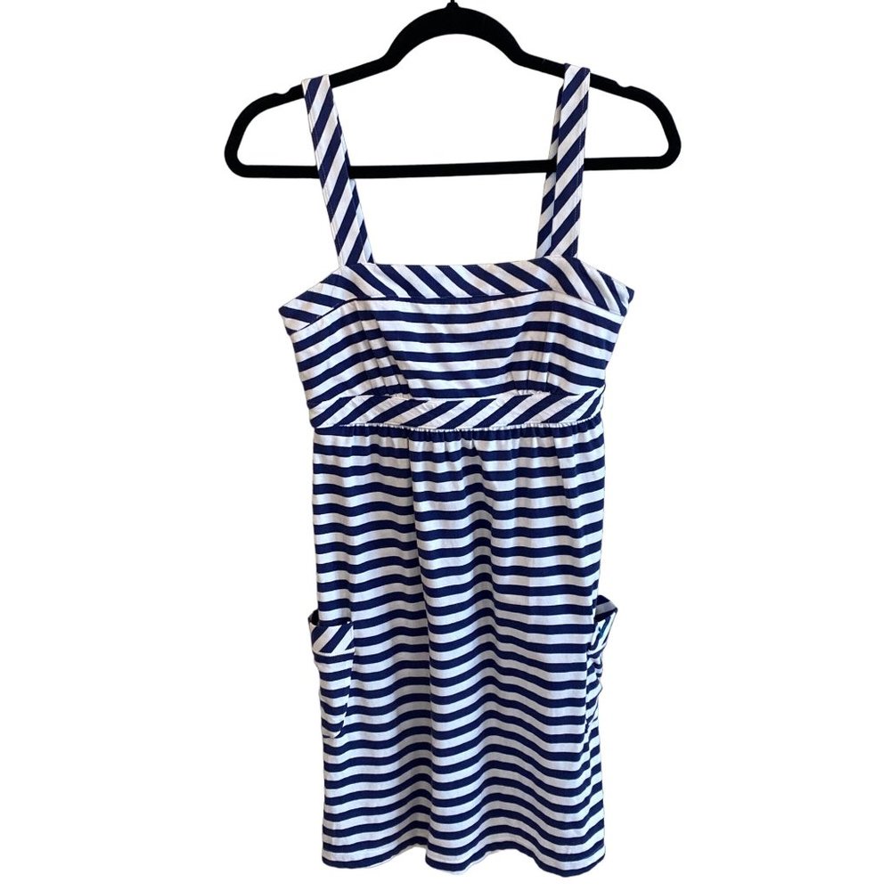 American Eagle Blue Striped Sun Dress Pockets Tie Back Small - Picture 13 of 14